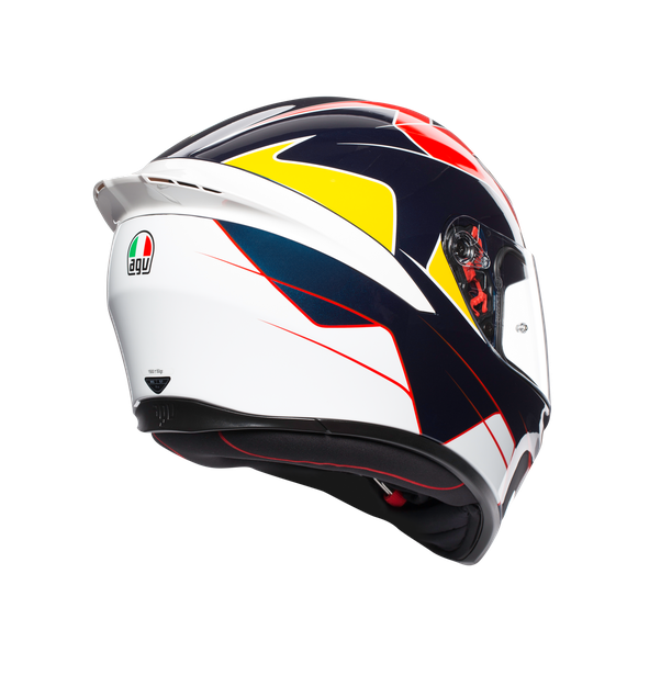 AGV Unisex-Adult Full Face K-1 Pitlane Motorcycle Helmet Blue/Red/Yellow Small 