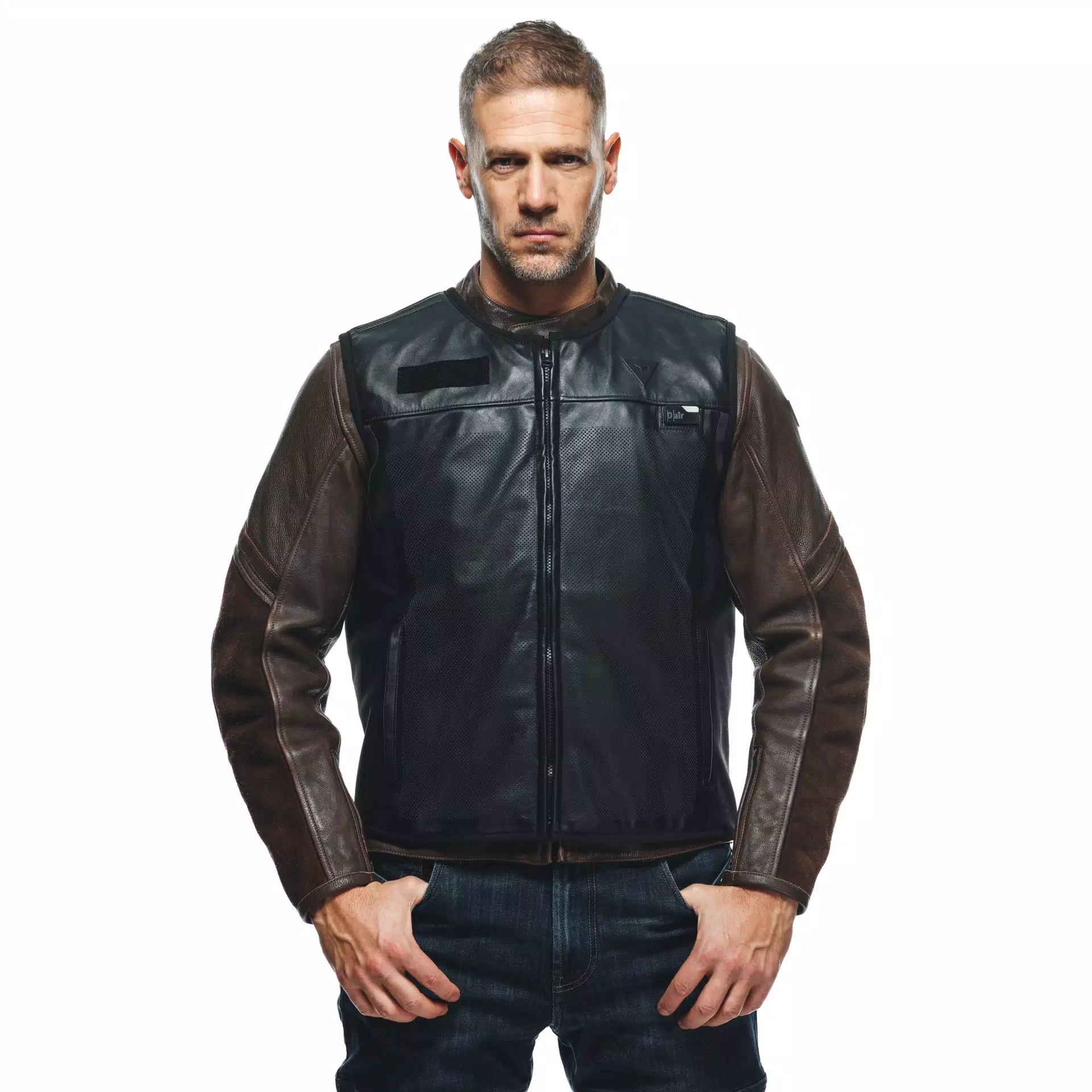 SMART JACKET LEATHER - MEN'S MOTORCYCLE LEATHER VEST WITH INTEGRATED AIRBAG