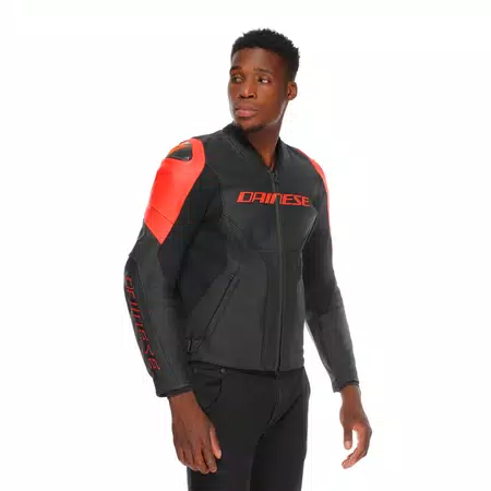 RACING 5 - HEREN GEPERFOREERDE LEREN MOTORFIETSJAS - BLACK/BLACK/RED-FLUO - 4