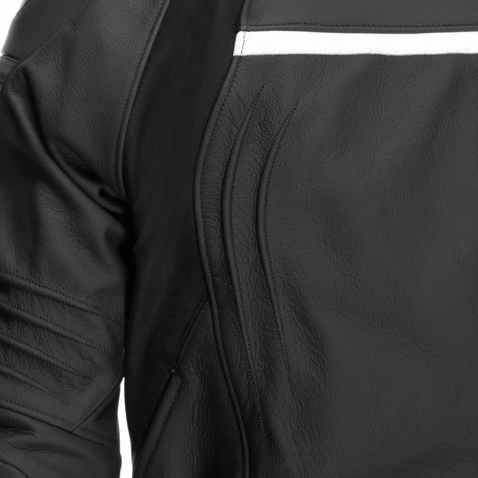 RACING 4 - MEN LEATHER MOTORCYCLE JACKET - BLACK/TIBETAN PLATINUM/WHITE - 7