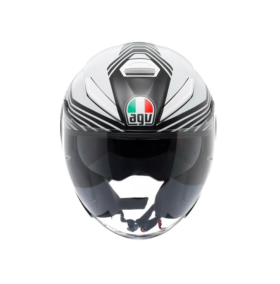 K5 JET EVO CONTROL MATT BLACK/WHITE - MOTORBIKE OPEN FACE HELMET E2206 -  - 2