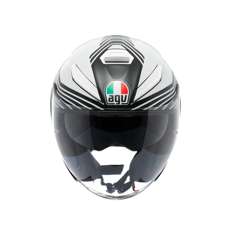 k5-jet-evo-control-matt-black-white-motorbike-open-face-helmet-e2206 image number 1