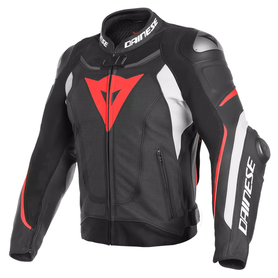 SUPER SPEED 3 PERF. LEATHER JACKET - BLACK/WHITE/FLUO-RED - 1