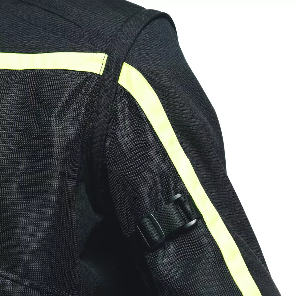 OUTLAW TEX - MEN'S SUMMER MOTORCYCLE JACKET IN FABRIC - BLACK/BLACK/EBONY/FLUO-YELLOW - 9