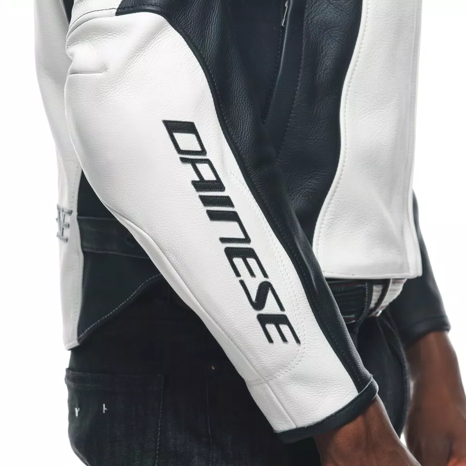 RACING 4 - MEN LEATHER MOTORCYCLE JACKET - WHITE/BLACK - 7
