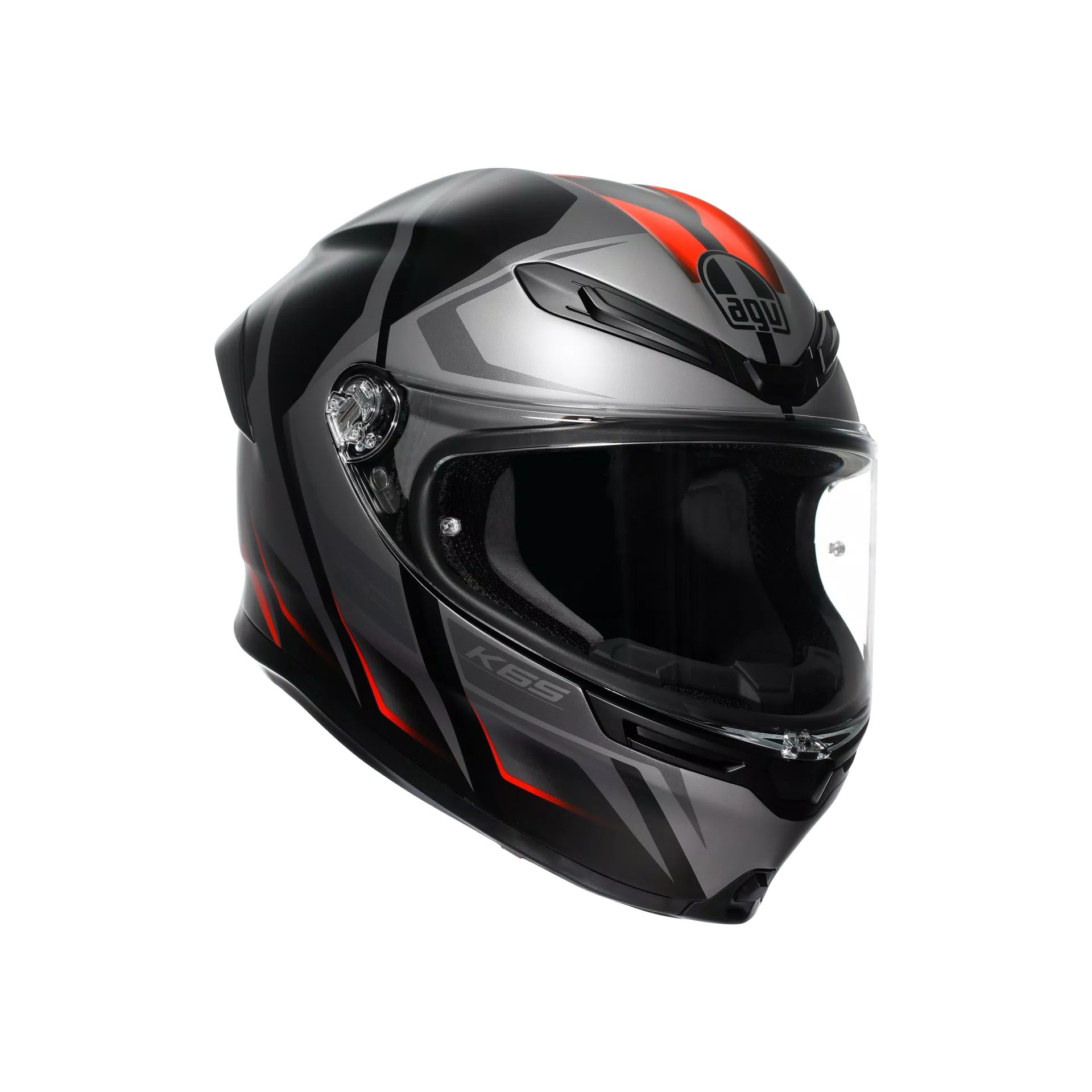 K6 S KARVE MATT BLACK/GREY/RED - MOTORBIKE FULL FACE HELMET DOT (E2206)