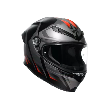 K6 S KARVE MATT BLACK/GREY/RED - MOTORBIKE FULL FACE HELMET DOT (E2206) -  - 1