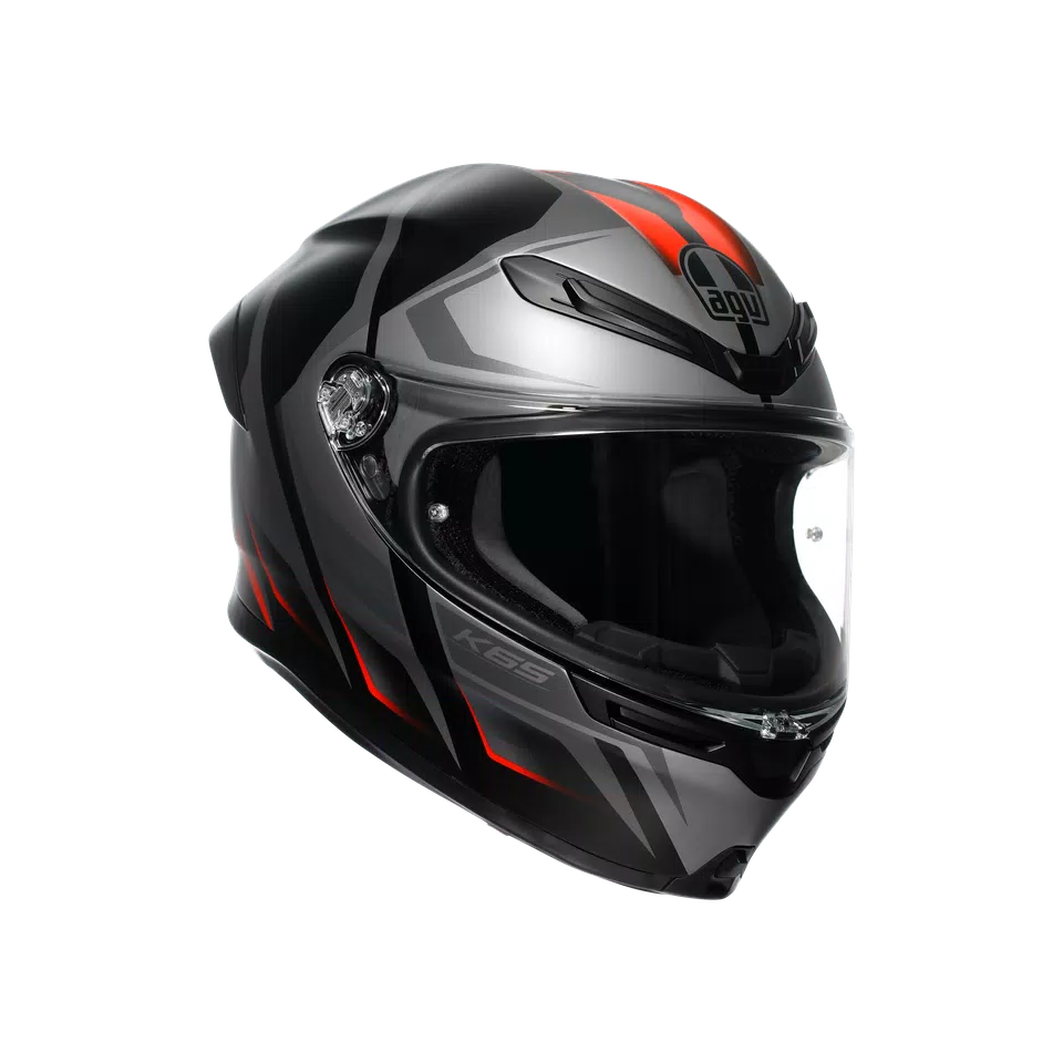 K6 S KARVE MATT BLACK/GREY/RED - MOTORBIKE FULL FACE HELMET DOT (E2206) -  - 1