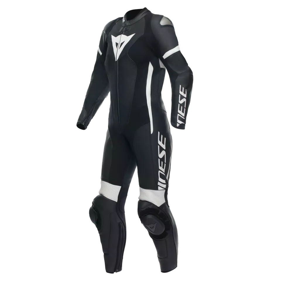 GROBNIK - DAMES MOTORPAK VAN PERFOREERD LEER IN 1 STUK - BLACK/BLACK/WHITE - 1