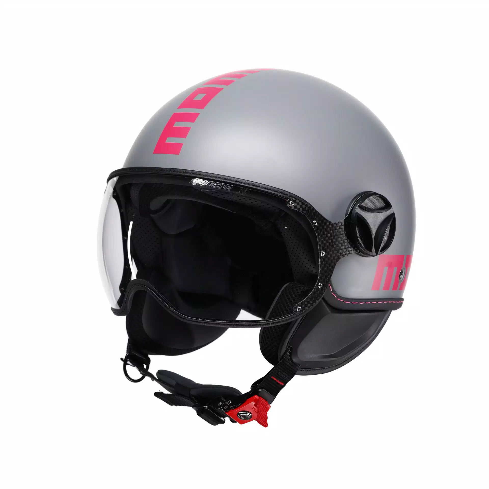 MOMODESIGN FGTR CLASSIC - JET HELMET WITH VISOR E2206 - FLUO MATT GREY/FUCSIA