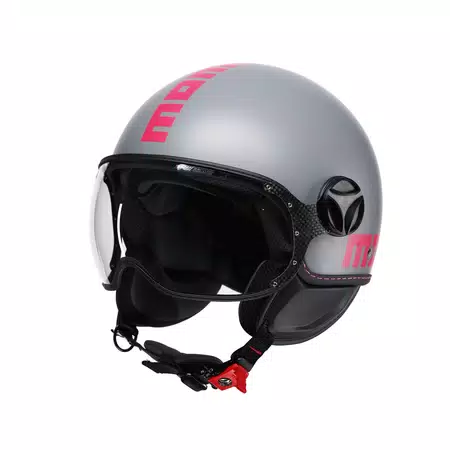 MOMODESIGN FGTR CLASSIC - JET HELMET WITH VISOR E2206 - FLUO MATT GREY/FUCSIA -  - 1