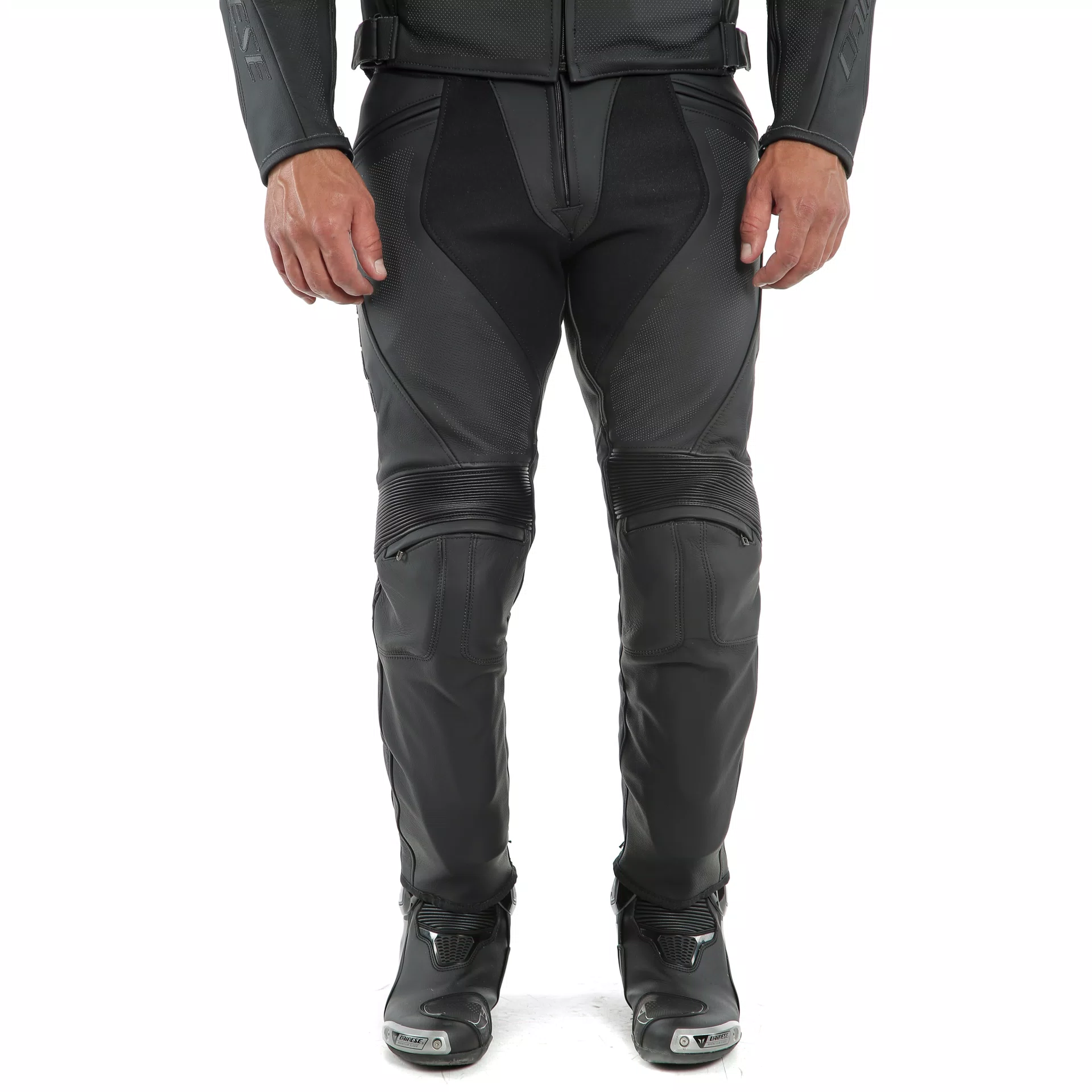 PONY 3 MEN S MOTORCYCLE PERFORATED LEATHER PANTS BLACK MATT Dainese