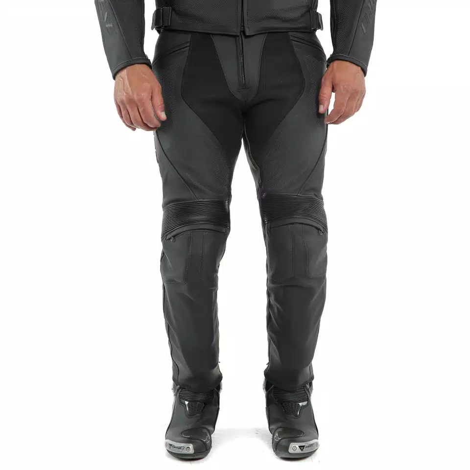 PONY 3 - MEN'S MOTORCYCLE PERFORATED LEATHER PANTS - BLACK-MATT - 7