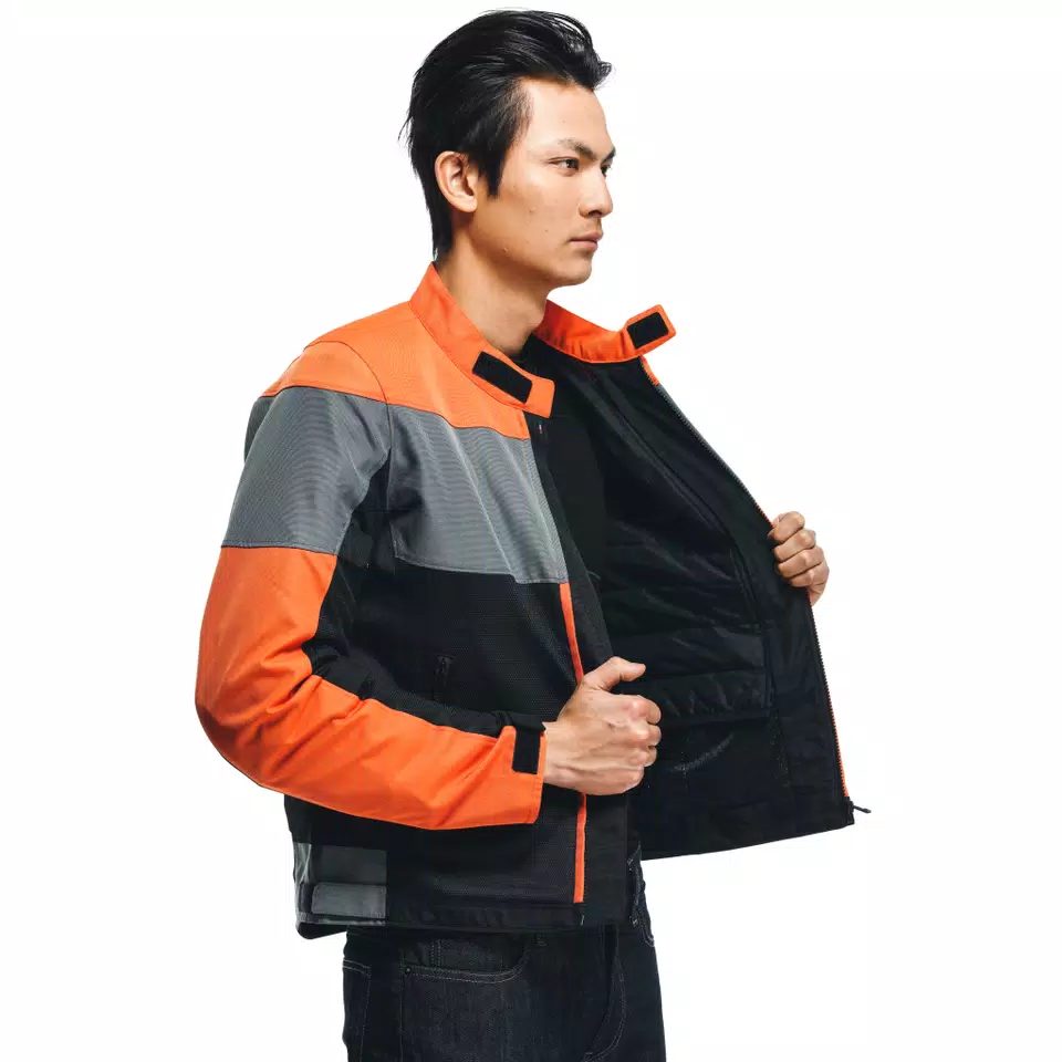 ELETTRICA AIR TEX JACKET | BLACK/FLAME-ORANGE/CHARCOAL-GRAY | Dainese