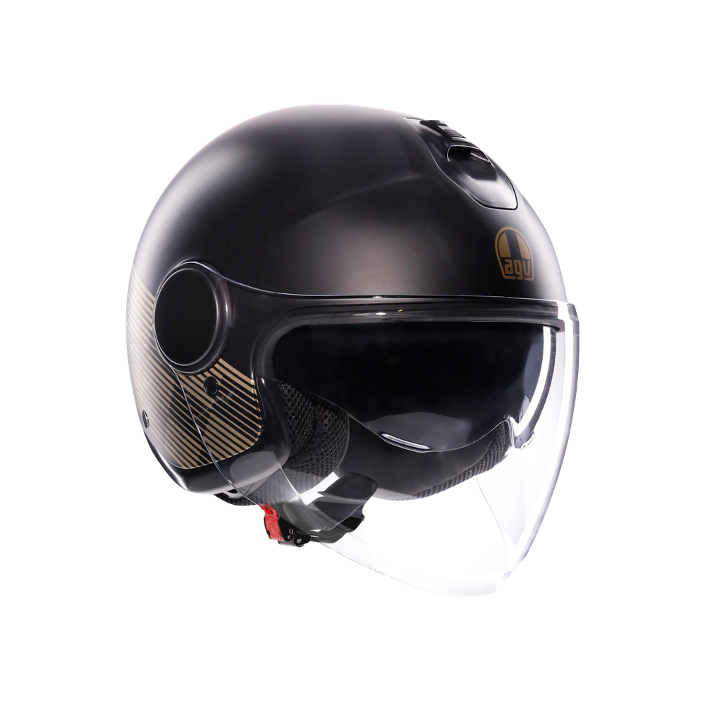 eteres-ponza-matt-black-gold-motorbike-open-face-helmet-e2206 image number 0