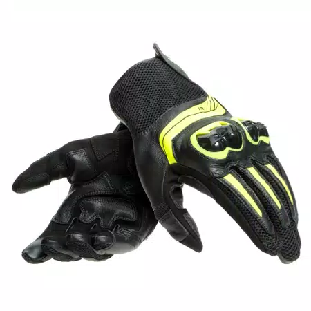 MIG 3 - UNISEX MOTORCYCLE LEATHER GLOVES - BLACK/FLUO-YELLOW - 4