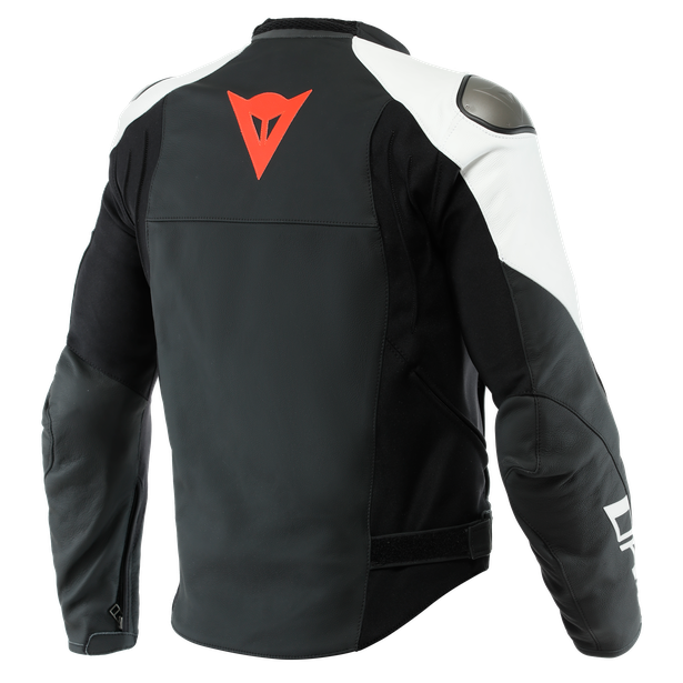 sportiva-giacca-moto-in-pelle-uomo-black-matt-black-matt-white image number 1