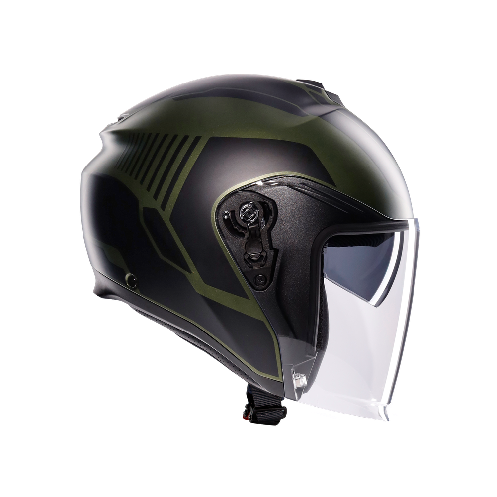 irides-sakai-matt-green-black-motorbike-open-face-helmet-e2206 image number 2
