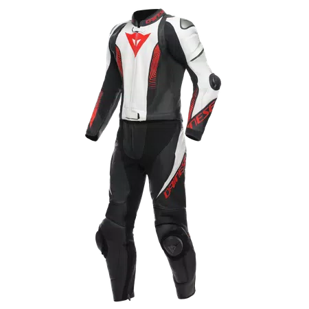 LAGUNA SECA 5 - MEN'S 2-PIECE MOTORCYCLE LEATHER SUIT LAGUNA SECA 5 - MEN'S 2-PIECE MOTORCYCLE LEATHER SUIT - BLACK/WHITE/LAVA-RED - 1