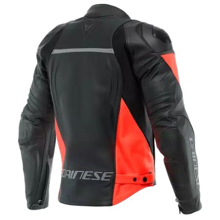 RACING 4 - MEN LEATHER MOTORCYCLE JACKET - BLACK/FLUO-RED - 2