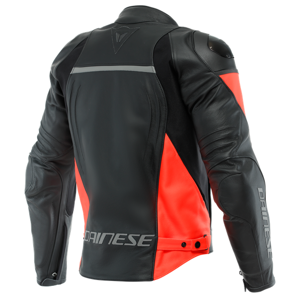 racing-4-giacca-moto-in-pelle-uomo-black-fluo-red image number 1
