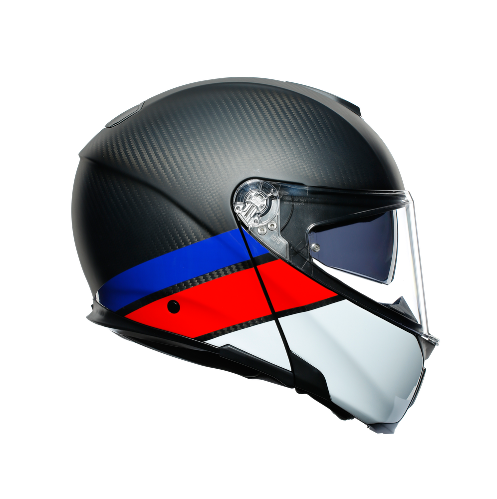 sportmodular-layer-carbon-red-blue-casque-moto-modulaire-e2205 image number 2