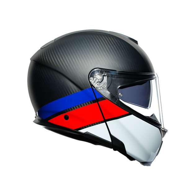 sportmodular-layer-carbon-red-blue-casco-moto-modular-e2205 image number 2