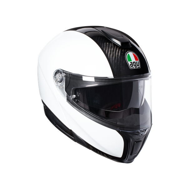 sportmodular-carbon-white-motorbike-flip-up-helmet-e2205 image number 0
