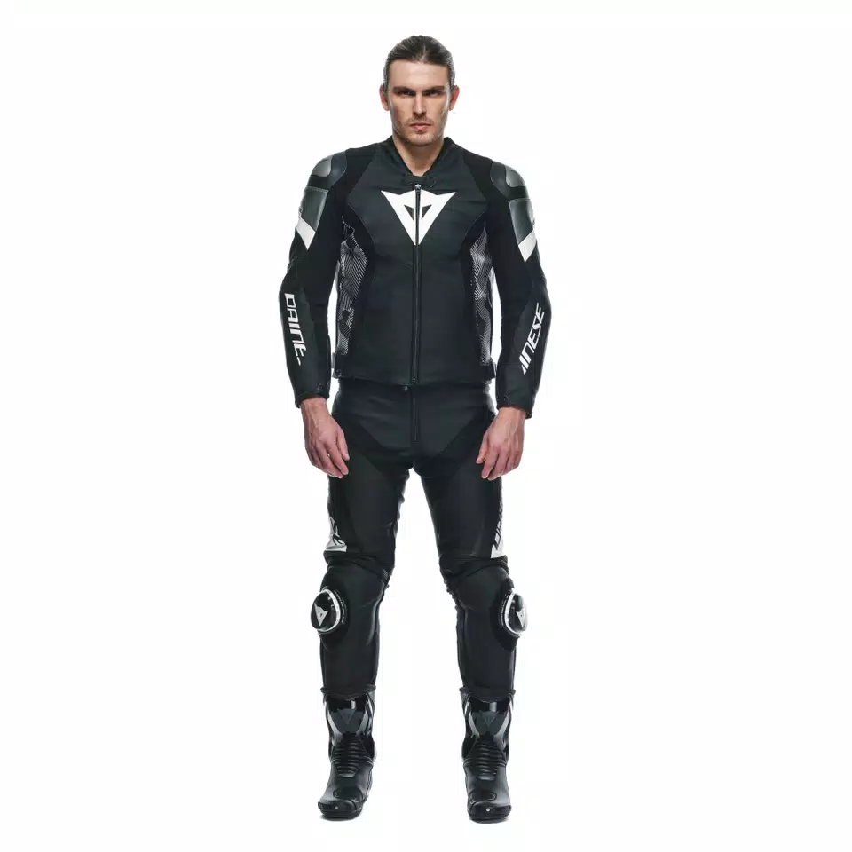 AVRO 5 LEATHER JACKET - BLACK/WHITE/ANTHRACITE - 3