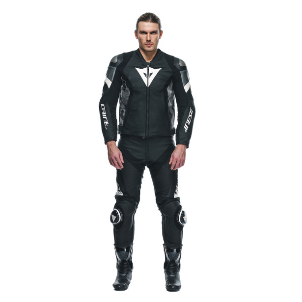 avro-5-giacca-moto-in-pelle-uomo-black-white-anthracite image number 2