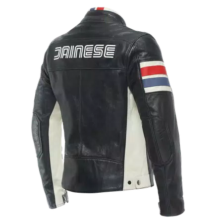 HF D1 - MEN'S MOTORCYCLE LEATHER JACKET - BLACK/RED/BLUE - 2