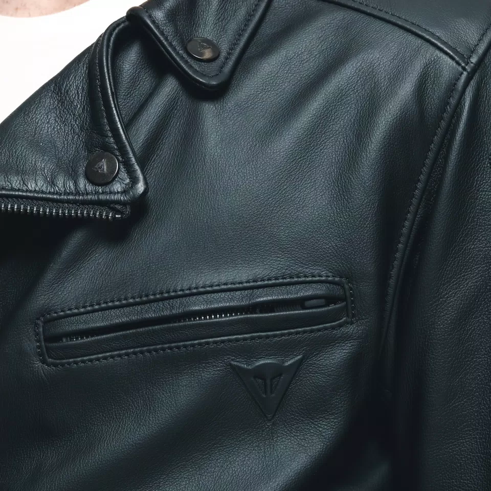 CHIODO - MEN'S MOTORCYCLE LEATHER JACKET - BLACK - 11