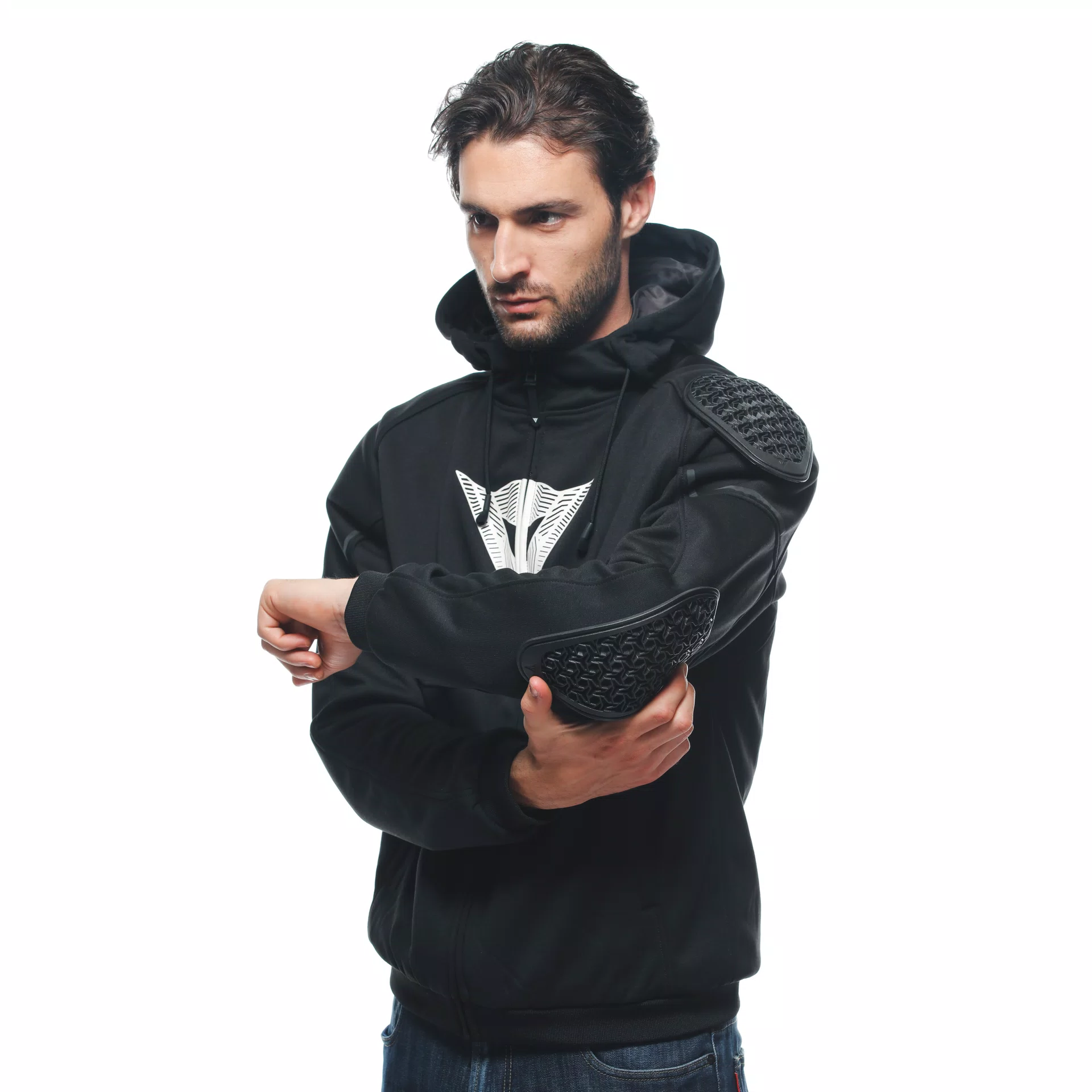DAEMON X SAFETY HOODIE FULL ZIP BLACK BLACK WHITE Dainese