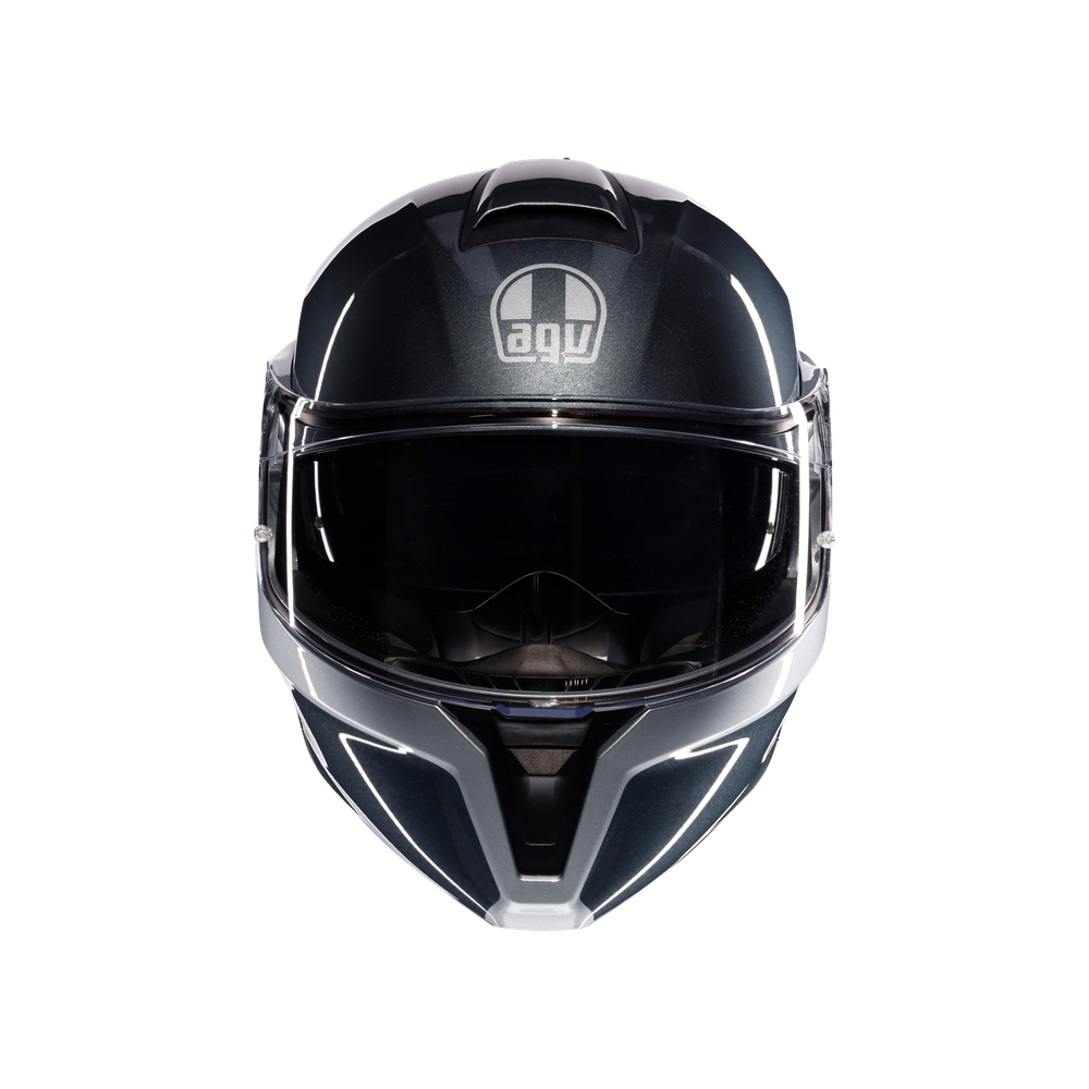 streetmodular-levico-grey-silver-motorbike-flip-up-helmet-e2206 image number 1
