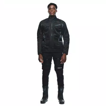 DESERT TEX - MEN'S TOURING SUMMER MOTORCYCLE JACKET IN FABRIC - BLACK/BLACK/EBONY - 3