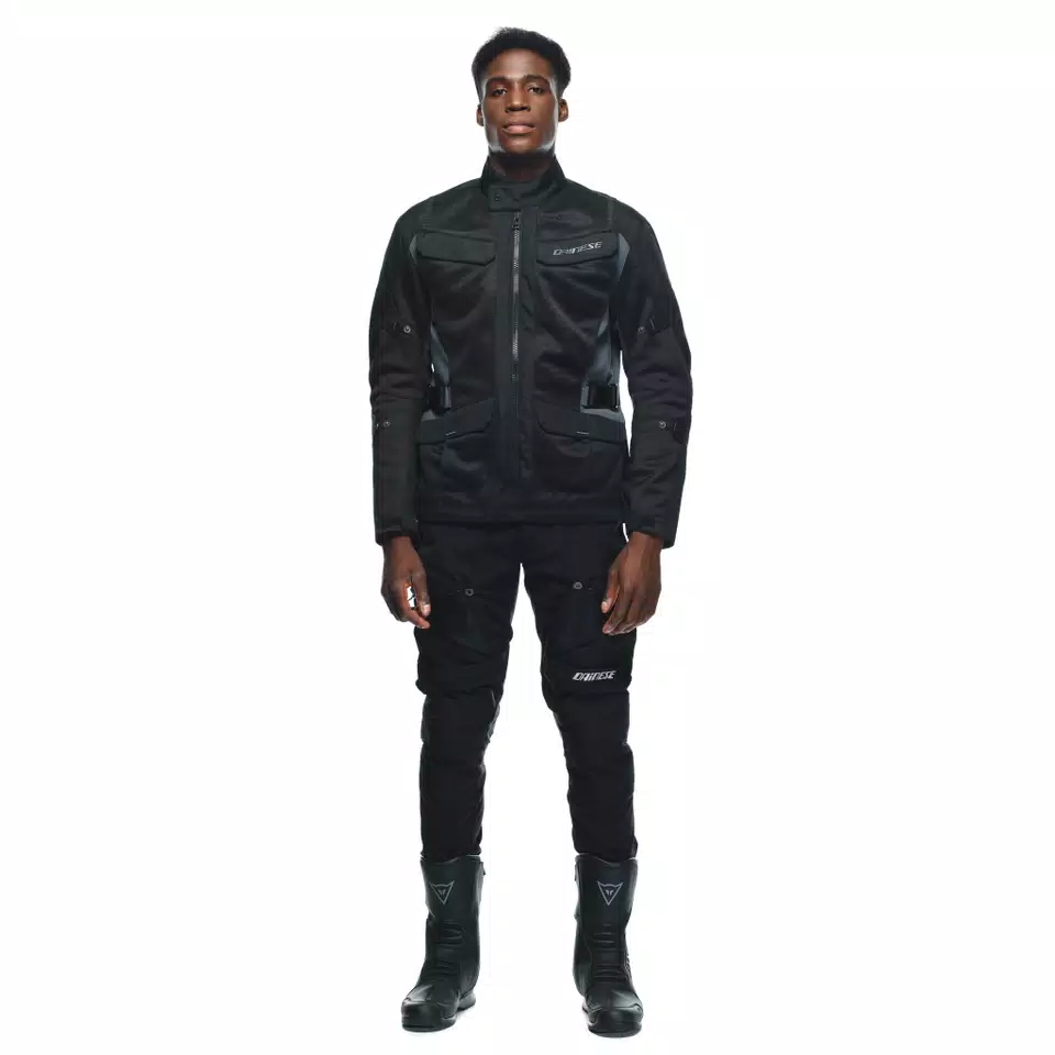DESERT TEX - MEN'S TOURING SUMMER MOTORCYCLE JACKET IN FABRIC - BLACK/BLACK/EBONY - 3