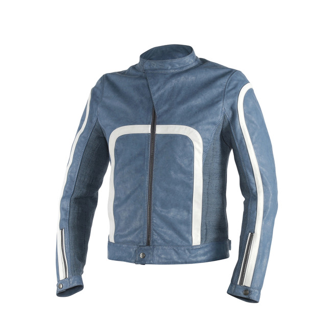 YANG LEATHER JACKET QUING-BLUE/WHITE- undefined