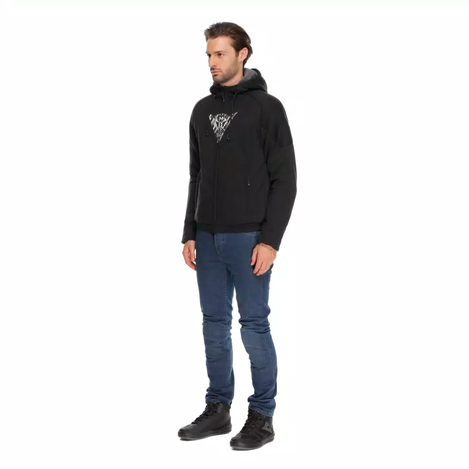 BOVISA - MOTORCYCLE HOODIE FULL-ZIP - BLACK/WHITE - 4