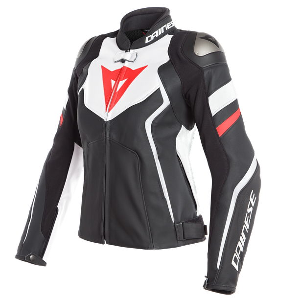 avro-4-lady-leather-jacket-black-matt-white-fluo-red image number 0