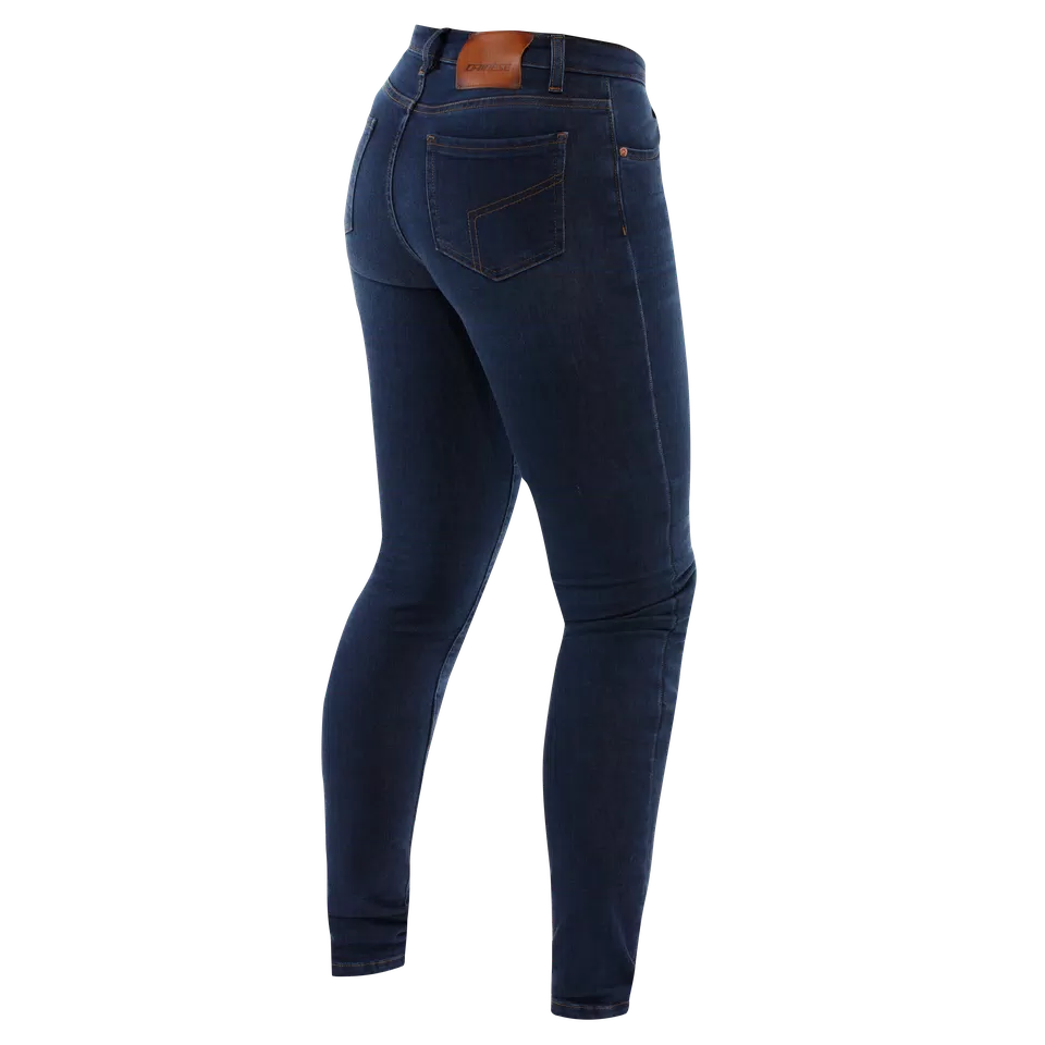 DENIM SKINNY WOMEN'S MOTORCYCLE PANTS - BLUE - 2