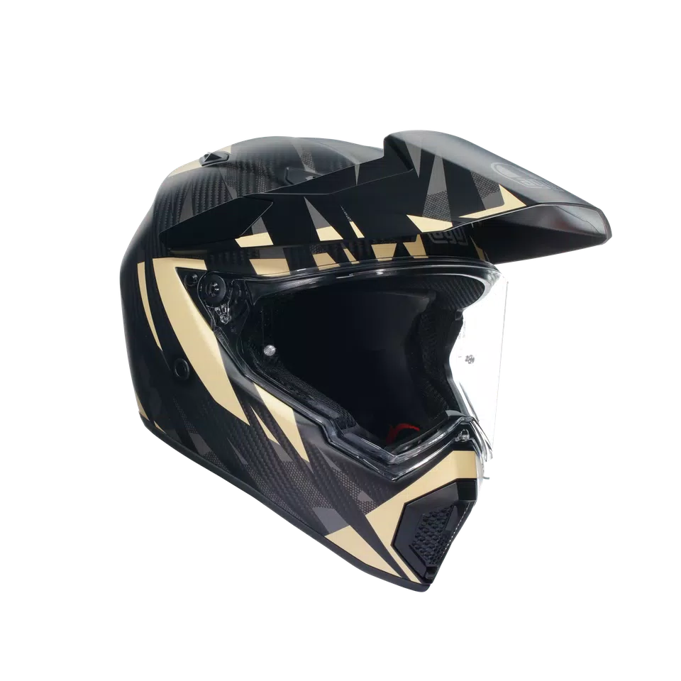 AX9 STEPPA MATT CARBON/GREY/SAND - MOTORBIKE FULL FACE HELMET E2205 -  - 1