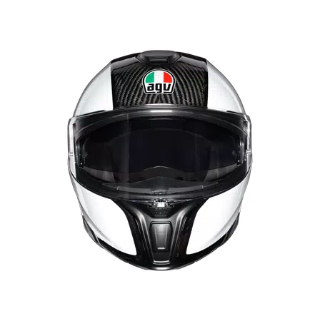 SPORTMODULAR CARBON/WHITE - MOTORBIKE FLIP UP HELMET E2205 -  - 2