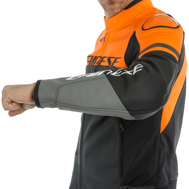 agile-leather-jacket-black-matt-orange-charcoal-gray image number 5