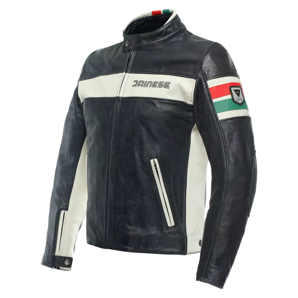 HF D1 - GIACCA MOTO IN PELLE UOMO - BLACK/ICE/RED/GREEN - 1