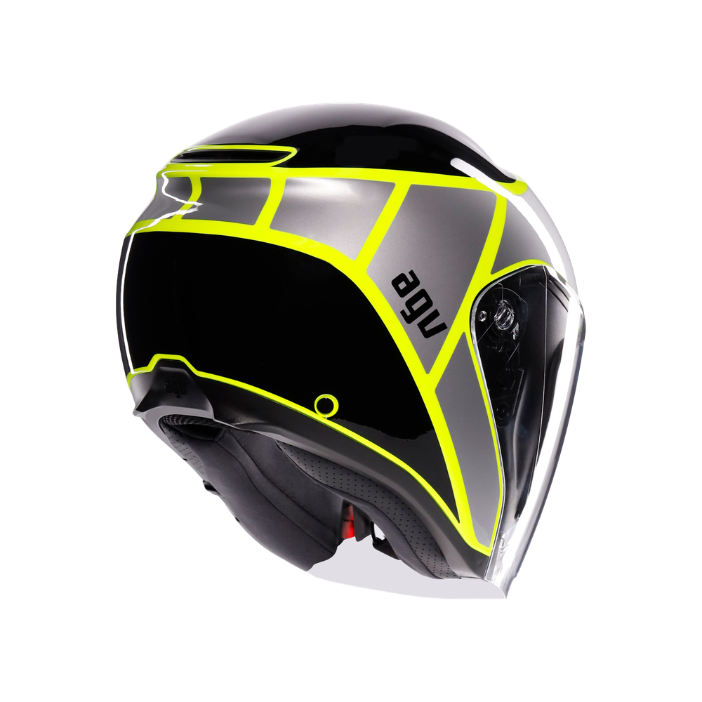 irides-davao-black-grey-yellow-fluo-motorbike-open-face-helmet-e2206 image number 5
