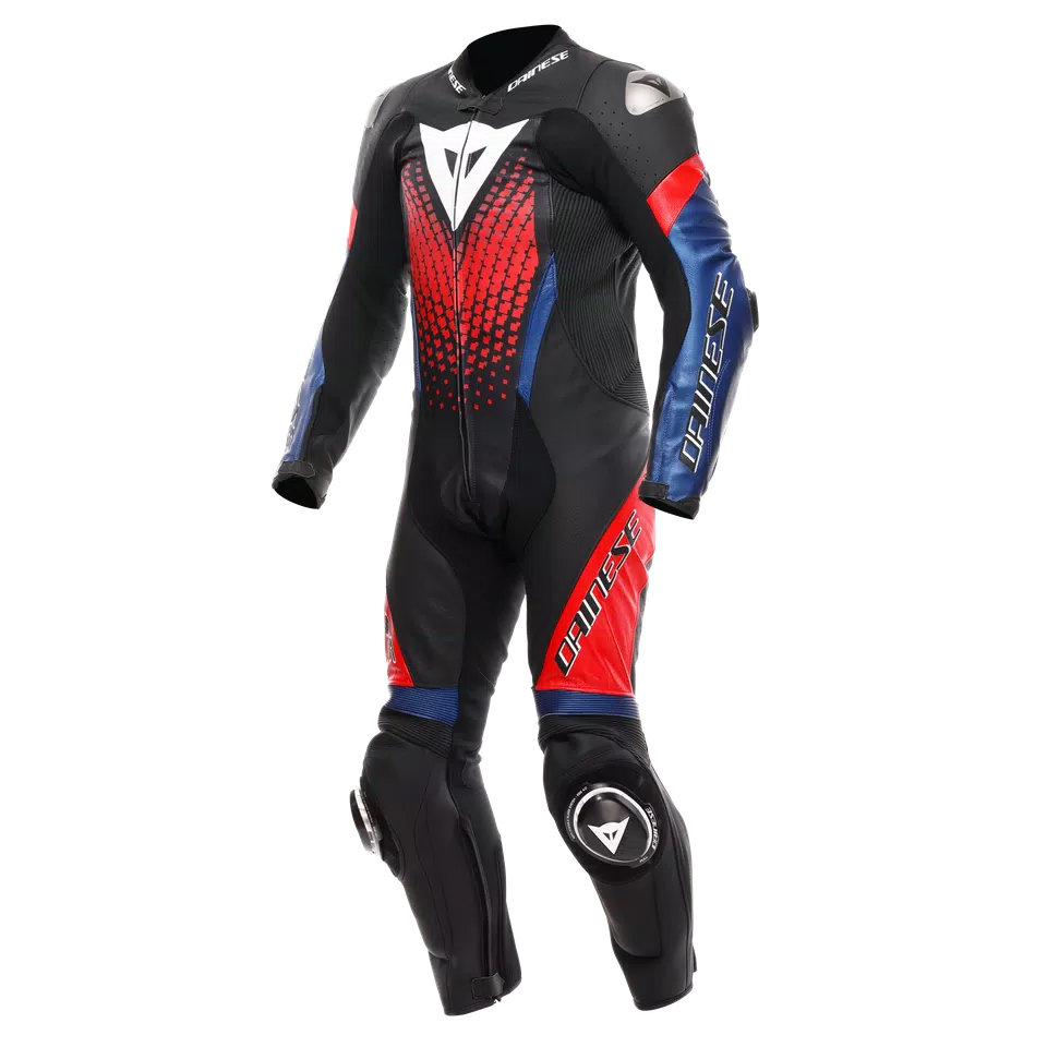 LAGUNA SECA 6 - PERFORATED ONE-PIECE LEATHER RACING SUIT - BLACK/BLUE/RED - 1