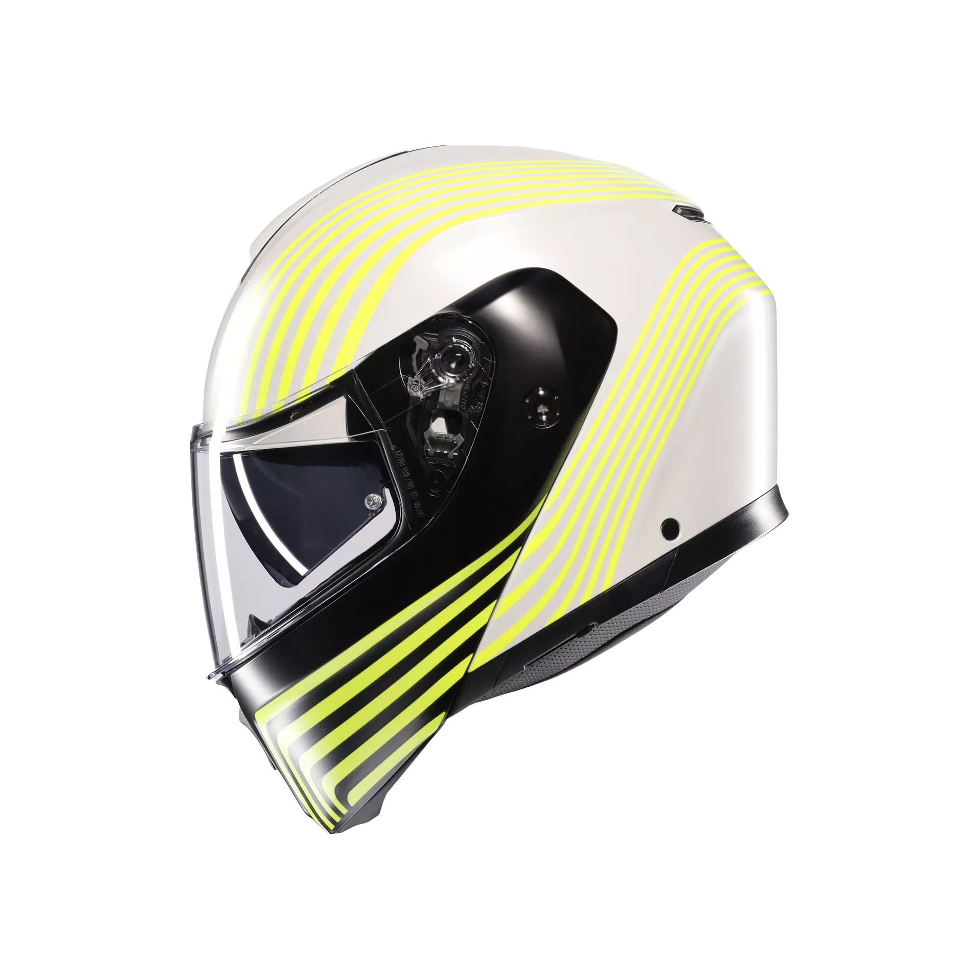 STREETMODULAR ISEO MATT WHITE/BLACK/YEL FLUO - MOTORBIKE FLIP UP HELMET E2206