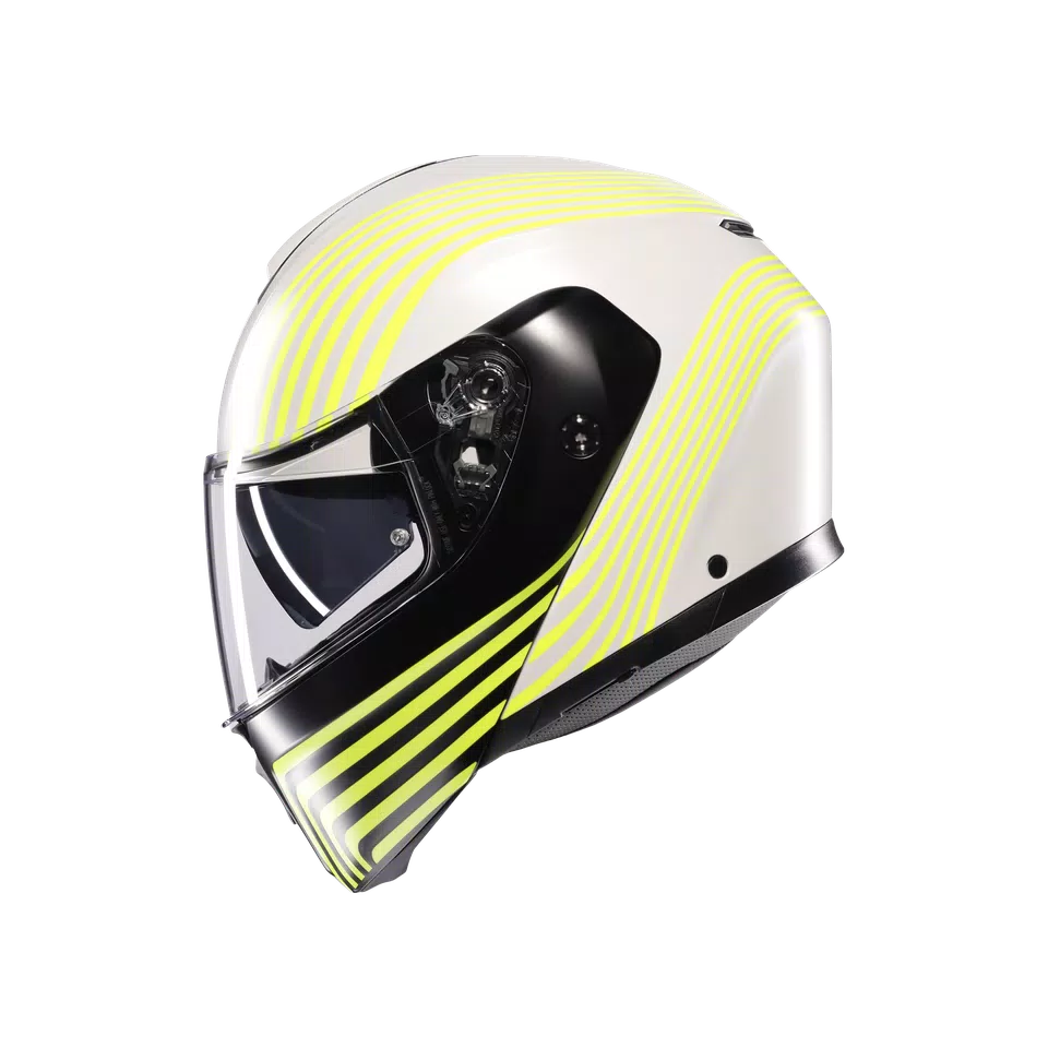 STREETMODULAR ISEO MATT WHITE/BLACK/YEL FLUO - MOTORBIKE FLIP UP HELMET E2206 -  - 4