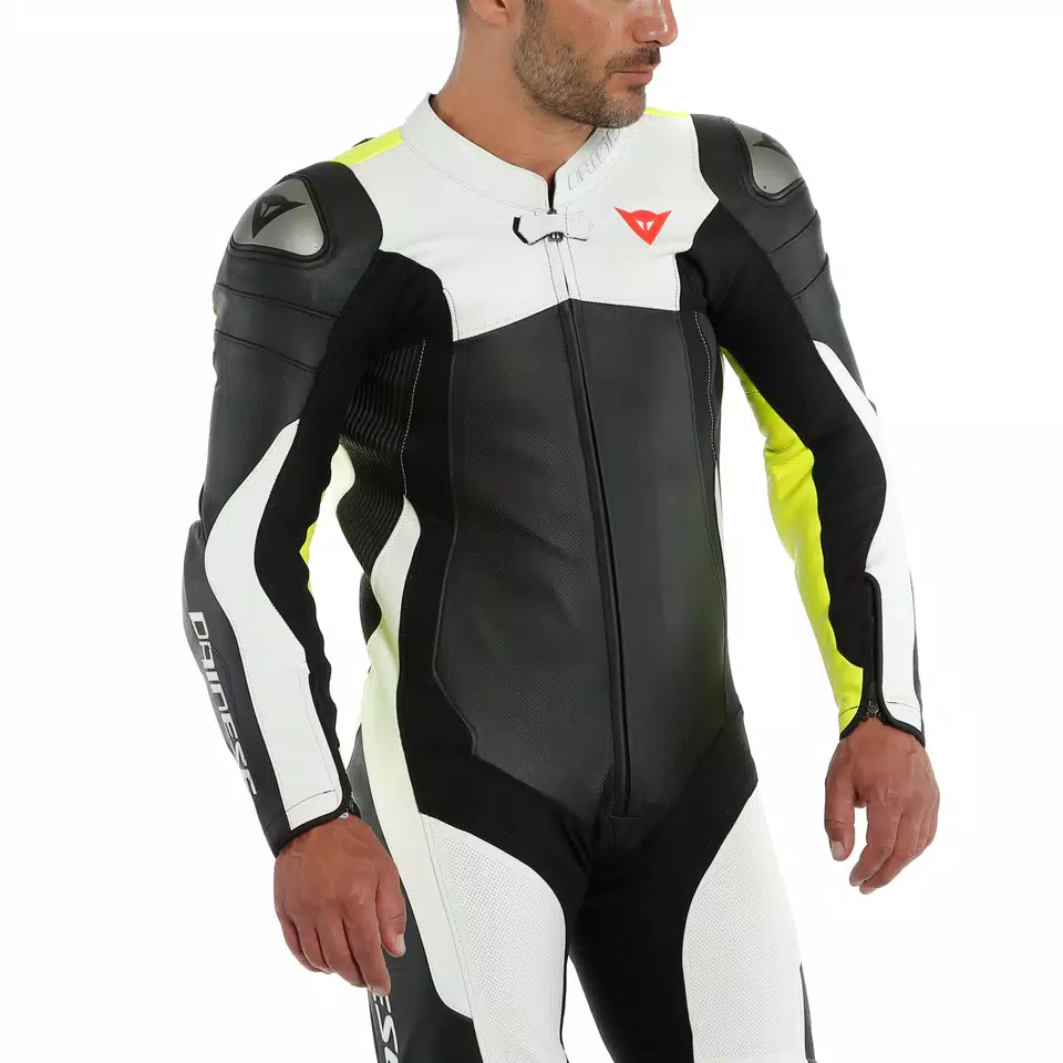 ASSEN 2 1 PC. PERF. LEATHER SUIT - BLACK/WHITE/FLUO-YELLOW - 4