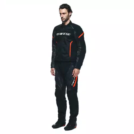 AIR FRAME 3 TEX - MEN'S SUMMER MOTORCYCLE JACKET IN FABRIC - BLACK/BLACK/RED-FLUO - 4